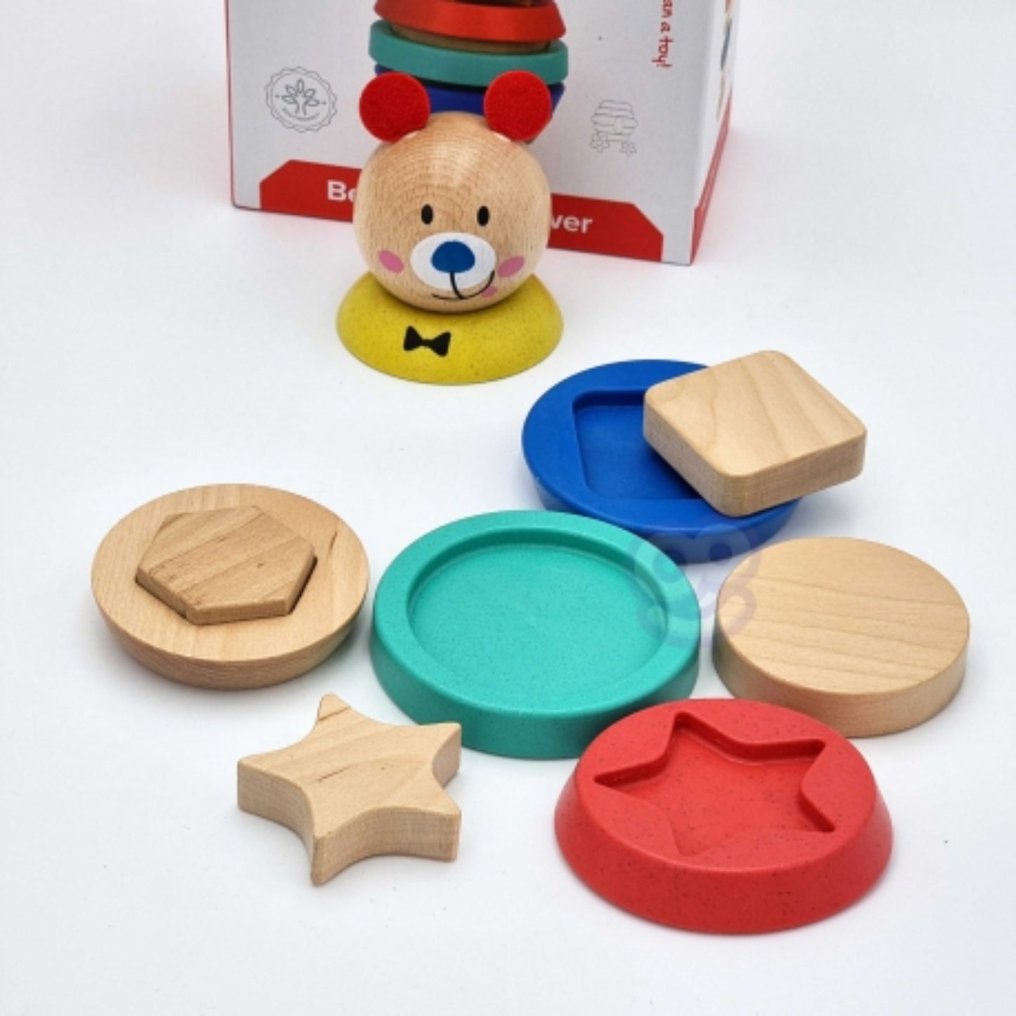 Tooky Toy Holz-Pyramidenpuzzle Bär – 11-teiliges Set