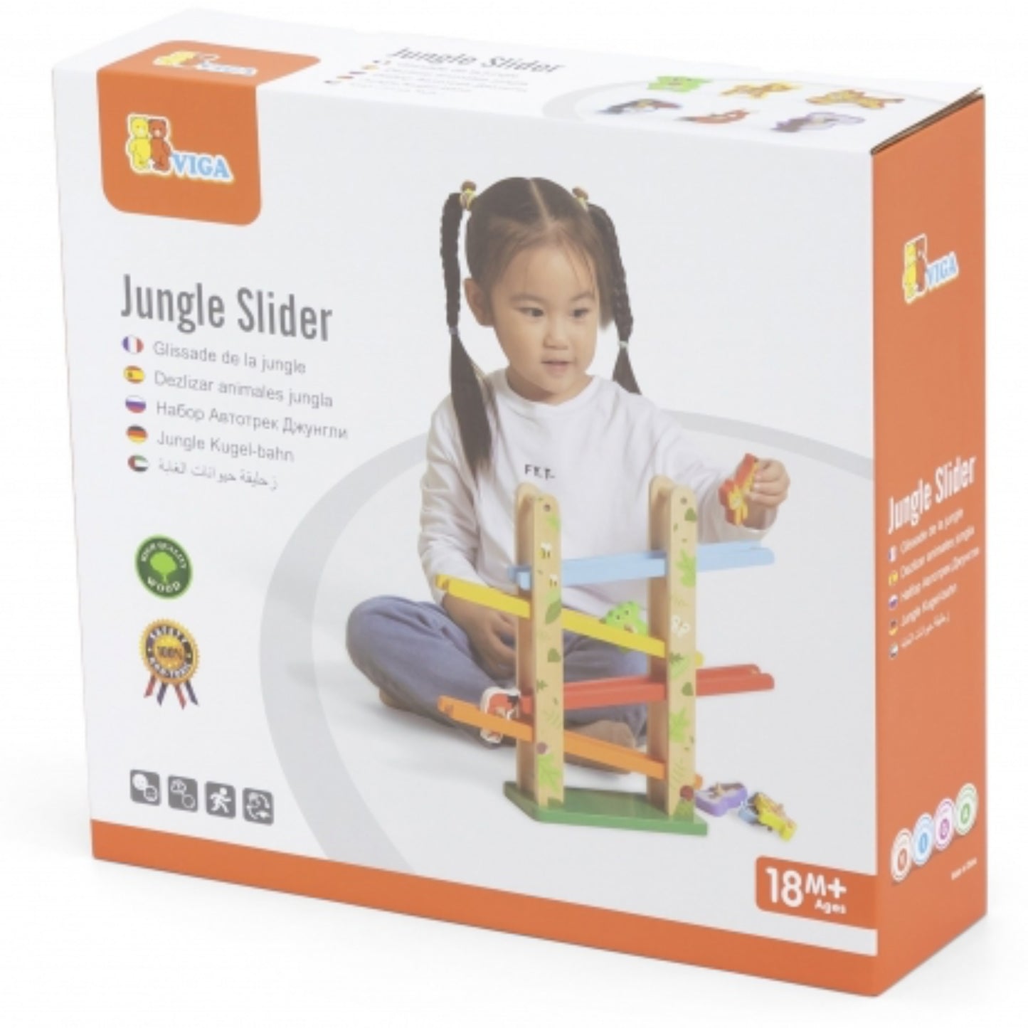 VIGA Holzrutsche für Tiere – Dschungel (7-teilig)