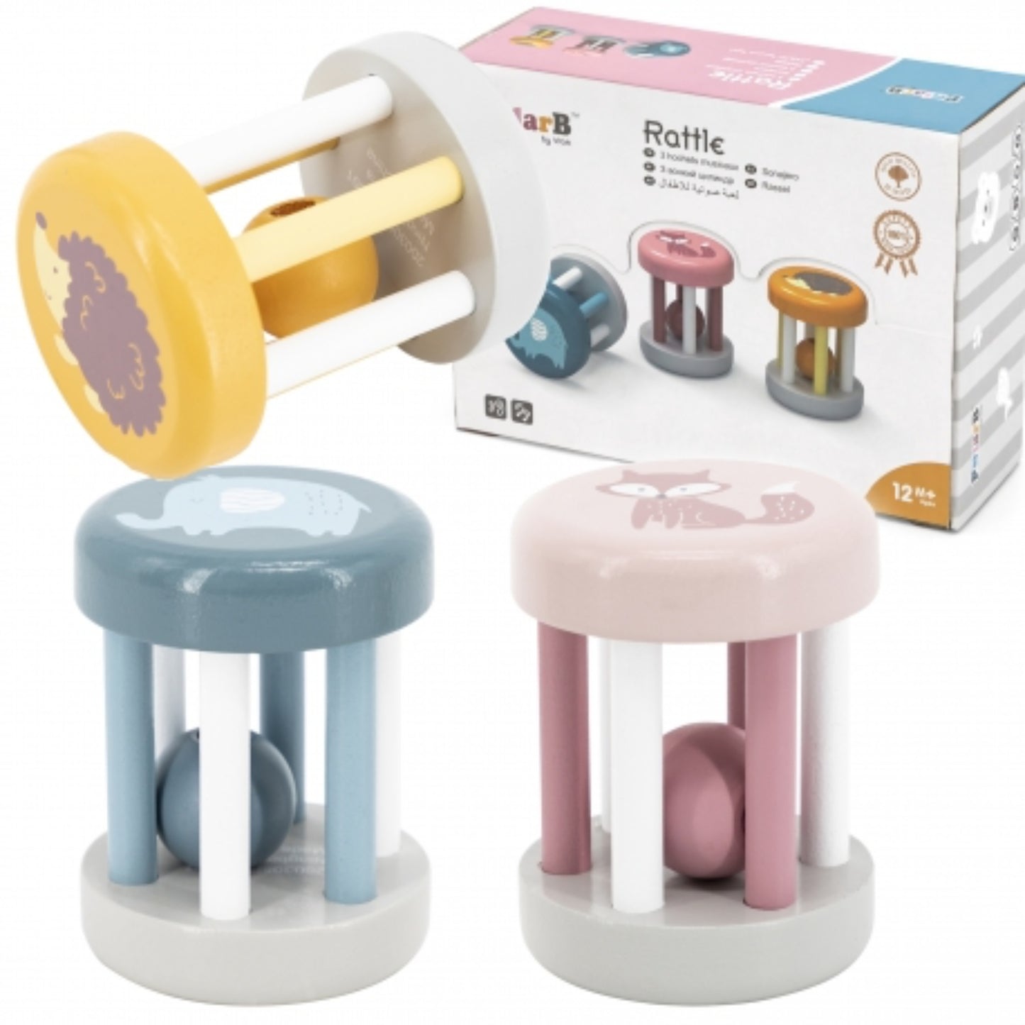 VIGA PolarB Holzrassel – sensorisches Spielzeug für Babys