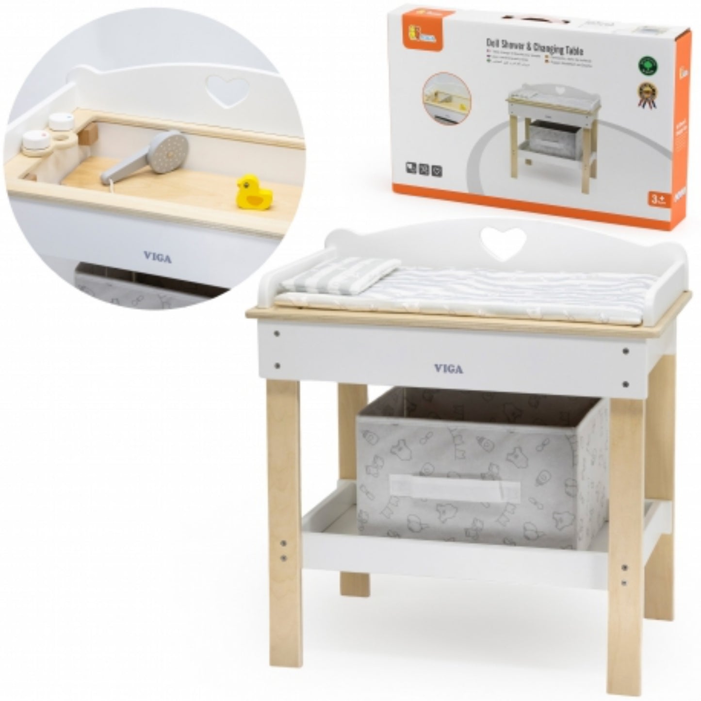 VIGA 2-in-1 Holz-Wickeltisch & Badewanne für Babys