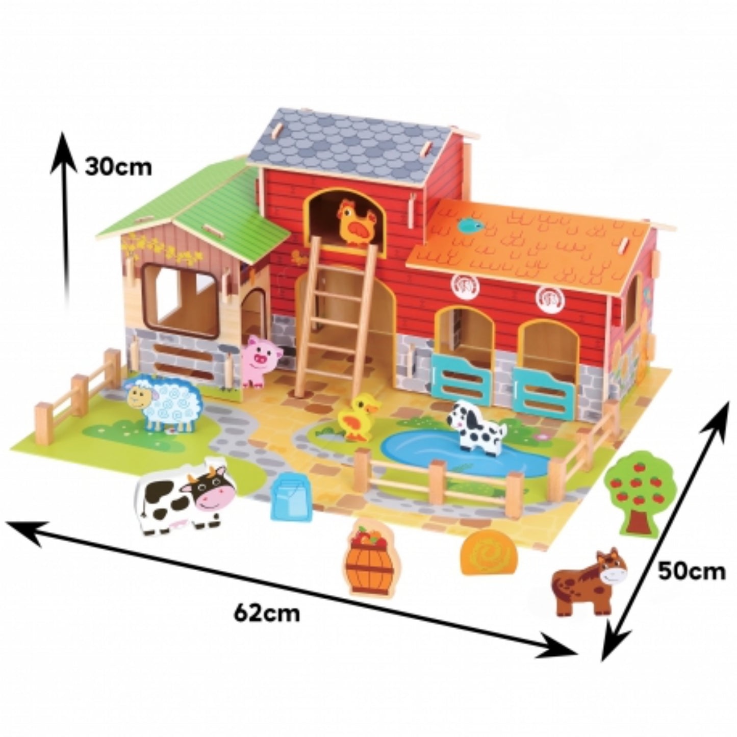 WOOPIE GREEN Mega Farm – 18-teiliges Holz-Bauernhof-Set