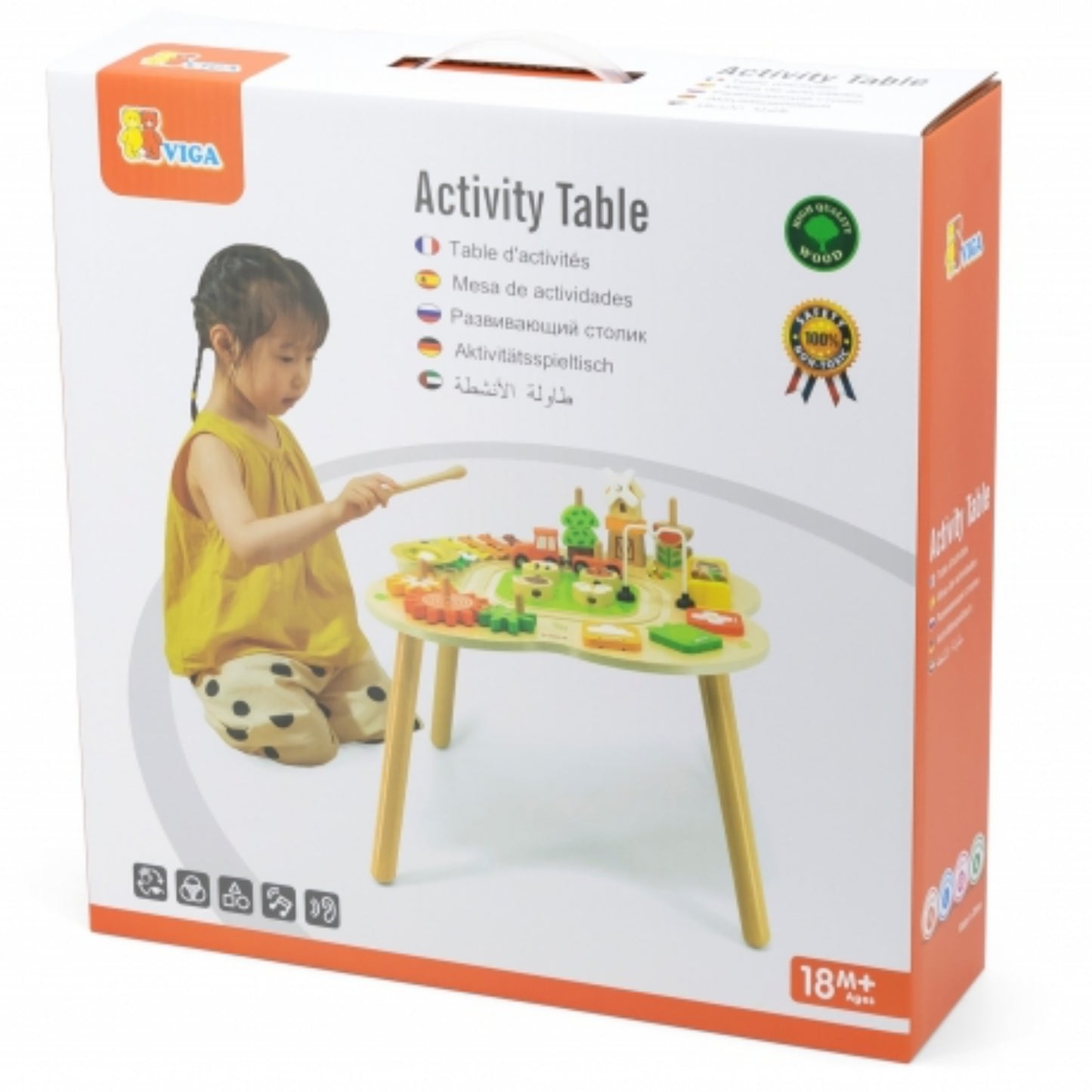 VIGA PolarB Lern-Aktivitätstisch – Montessori Sensorics mit Piramiden und Zimbeln