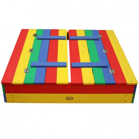 Bunter Holz-Sandkasten "Ella Rainbow" mit Sitzbänken