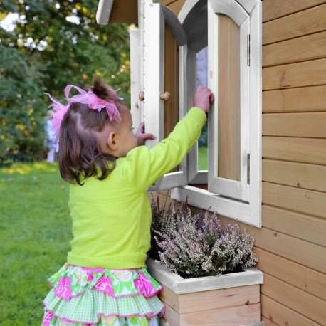 Nachhaltiges Montessori-Spielzeug für die frühkindliche Förderung – Holz-Spielhaus mit Fenster