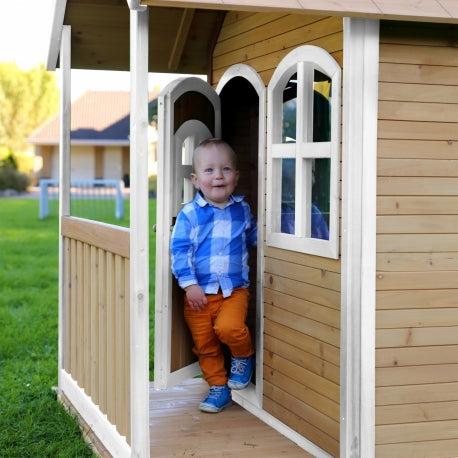 Nachhaltiges Montessori-Spielzeug für die frühkindliche Förderung – Holz-Spielhaus mit Fenster