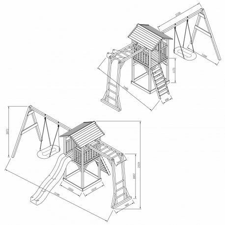 AXI Spielturm aus Holz mit Nestschaukel, Kletterleiter und extra langer Rutsche