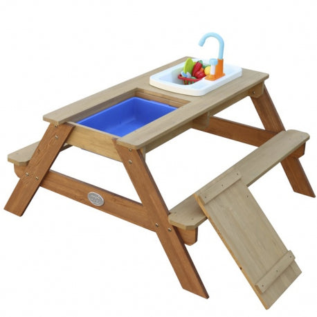 Multifunktionaler Holz-Picknicktisch "Emily" mit Waschbecken und Wasser-/Sandbehälter