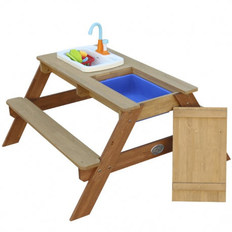 Multifunktionaler Holz-Picknicktisch "Emily" mit Waschbecken und Wasser-/Sandbehälter