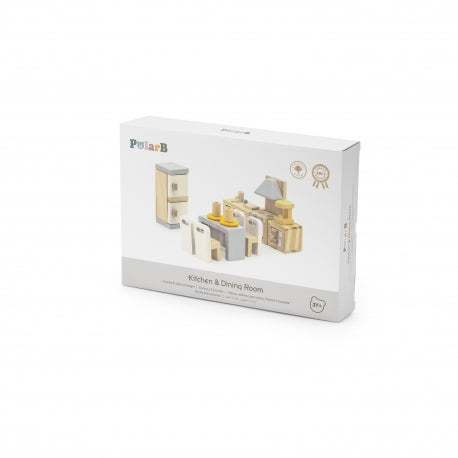 VIGA PolarB Holzspielzeug – Küchen- und Esszimmer Möbel Set (Puppenhaus)