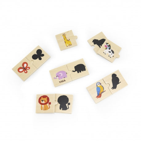 Tier-Schattenpuzzle aus Holz – Lernspiel für Kleinkinder mit 12 Tierpaaren
