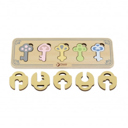 Classic World Holzpuzzle – Montessori Sensorikspiel mit Schlüsseln und Schlössern