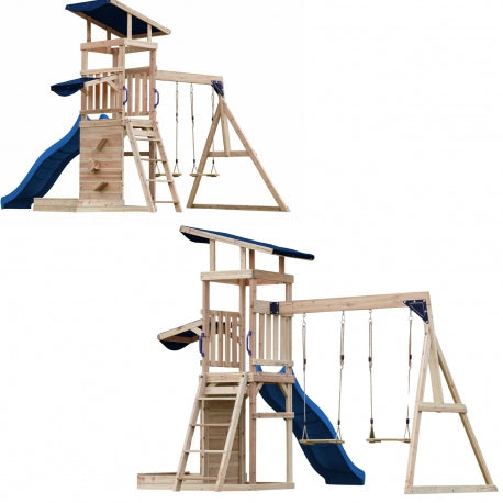 Großes AXI Spielplatz-Set aus Holz mit Rutsche, Doppelschaukel, Turm und Sandkasten