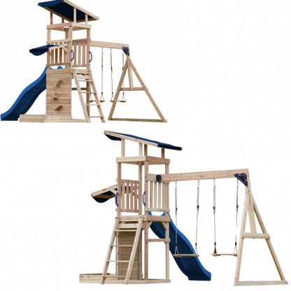 Großes AXI Spielplatz-Set aus Holz mit Rutsche, Doppelschaukel, Turm und Sandkasten