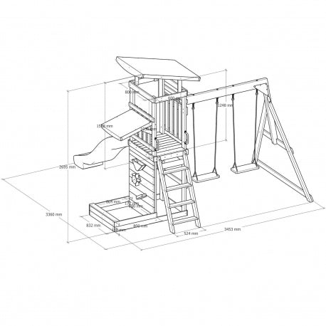 Großes AXI Spielplatz-Set aus Holz mit Rutsche, Doppelschaukel, Turm und Sandkasten