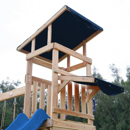 Großes AXI Spielplatz-Set aus Holz mit Rutsche, Doppelschaukel, Turm und Sandkasten