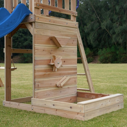 Großes AXI Spielplatz-Set aus Holz mit Rutsche, Doppelschaukel, Turm und Sandkasten