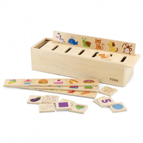 VIGA Holz-Montessori Sortierspiel – Tiere, Obst, Gemüse und Formen
