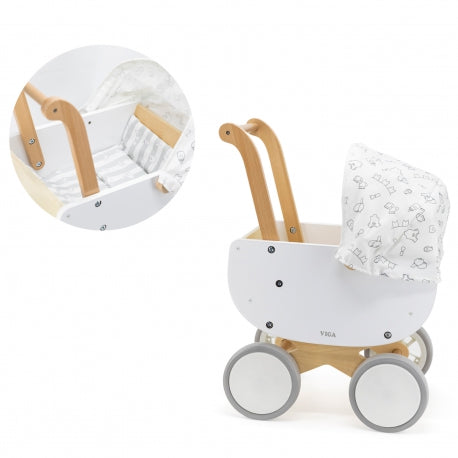 VIGA Holzpuppenwagen Gondel – Montessori Lauflernwagen für Kleinkinder