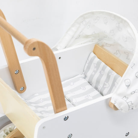 VIGA Holzpuppenwagen Gondel – Montessori Lauflernwagen für Kleinkinder
