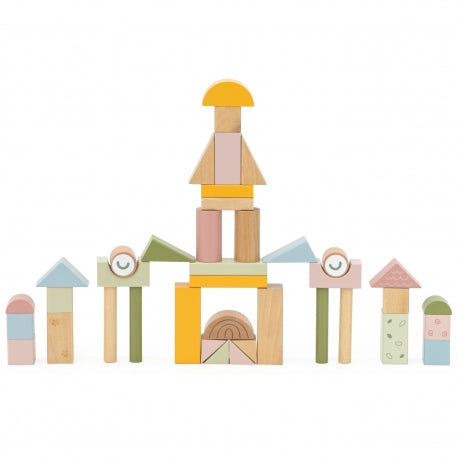 Montessori Holz-Lauflernwagen mit Bausteinen – Motorikspielzeug für Kleinkinder