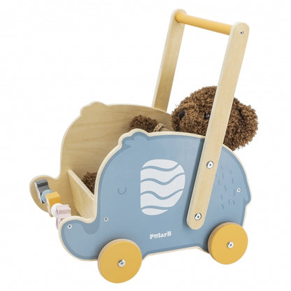VIGA PolarB Holz Lauflernwagen mit Elefant – Nachhaltiges Montessori Spielzeug für die frühkindliche Förderung