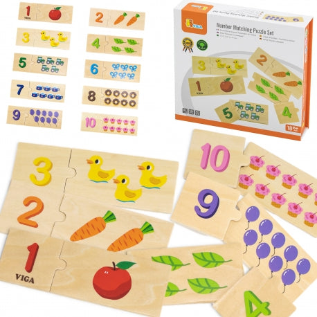 Montessori Zahlen-Puzzle aus Holz – Lernspielzeug für Kleinkinder