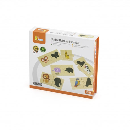 Tier-Schattenpuzzle aus Holz – Lernspiel für Kleinkinder mit 12 Tierpaaren