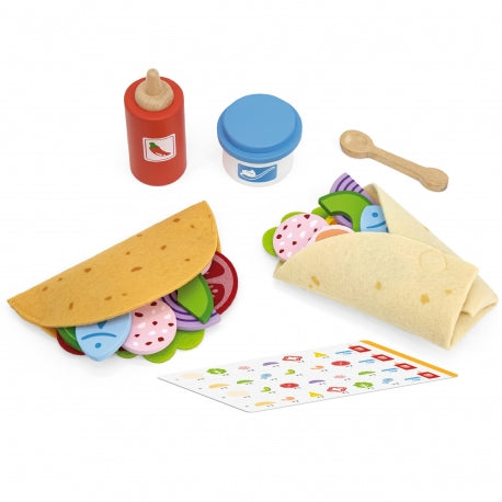 Montessori Rollenspiel Taco-Set aus Filz und Holz – Interaktives Lernspielzeug für Kleinkinder