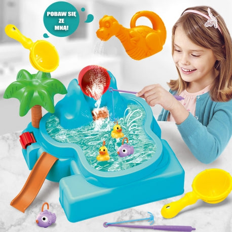 WOOPIE 2in1 Angelspiel mit Wasserfall – Sensorisches Lernspielzeug für Kleinkinder