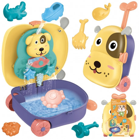 WOOPIE-3-in-1 Sandspiel-Set mit Hundekoffer & Wasserspiel